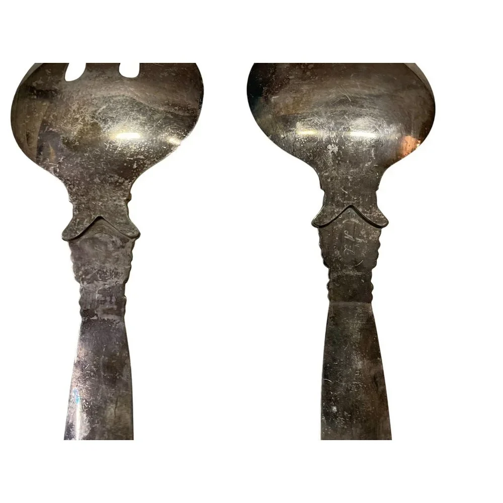 Vintage Originals by AL Serving Utensils Salad Used Silver on Copper 2 Piece